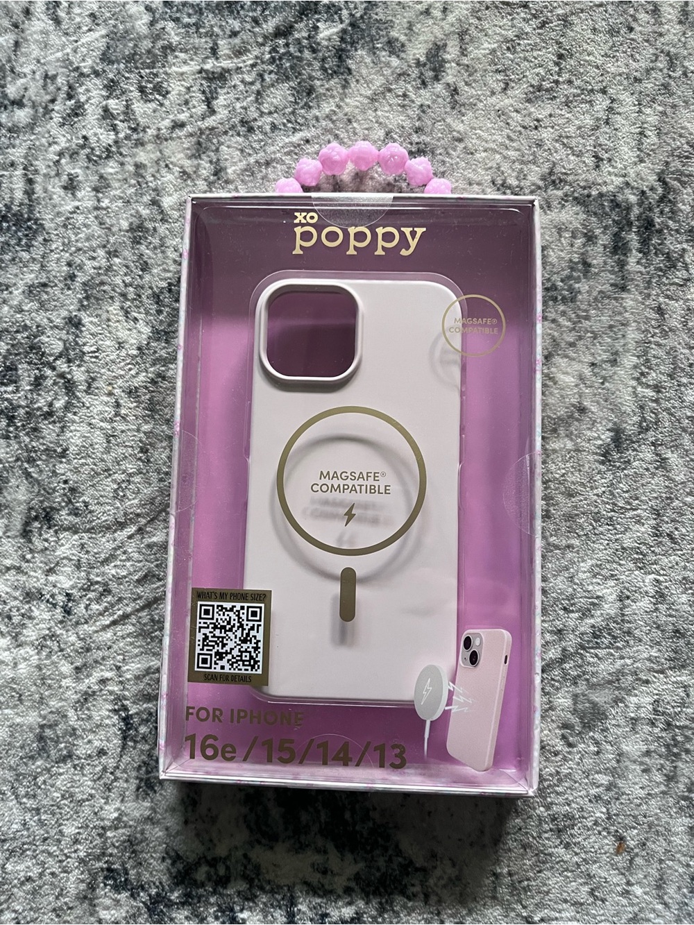xo poppy MagSafe-Compatible Pink iPhone Case (Fits iPhone 16/15/14/13)